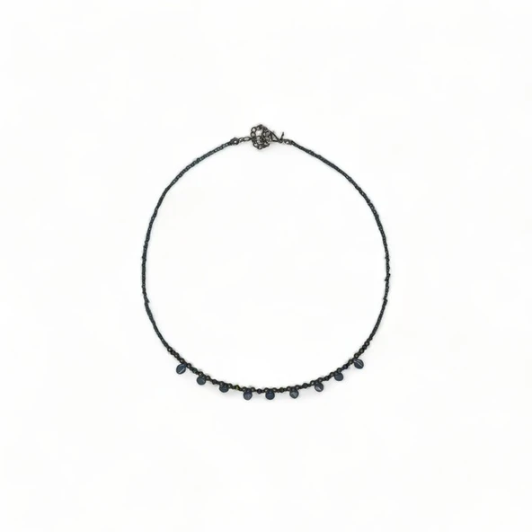 Işıltılı Armoni Kalsedon Açık Mavi Boncuk Kolye - Resim 3