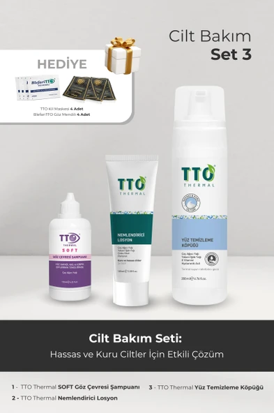 TTO Cilt Bakım Seti 3 (TTO Yüz Temizleme Köpüğü, TTO Thermal Nemlendirici Losyon, TTO Soft Göz Şampuanı)