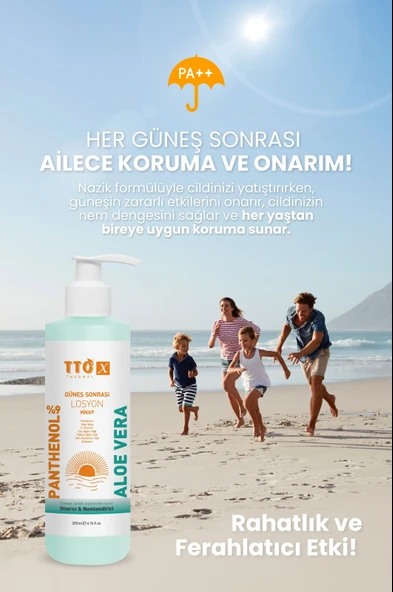 TTO X Aloe Vera Losyon Güneş Sonrası Bakım, Nemlendirici, Ferahlatıcı, Yatıştırıcı 200 ml - 5