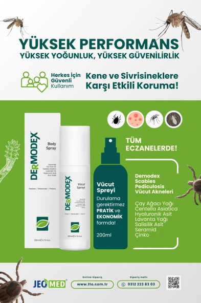 DERMODEX VÜCUT SPREYİ 200 ML Kene Kovucu,Uyuz, Mantar, Bit - 6