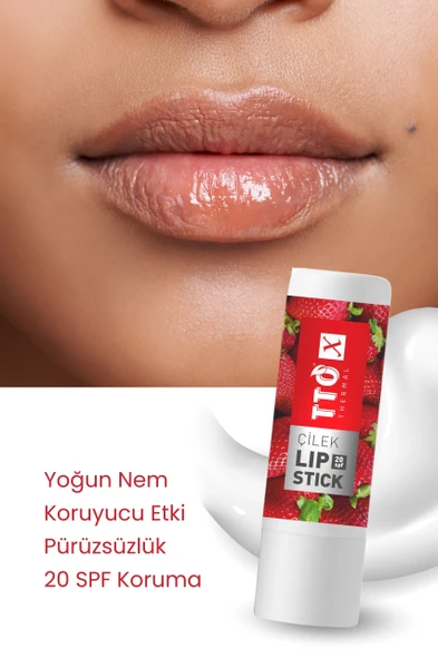 TTO X Çilek Aromalı Lipstick 20 SPF Korumalı - Resim 3