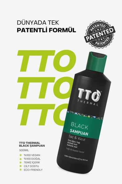 Tto Saç Ve Vücut Şampuanı 500 ml Black ( Çay Ağacı Yağı / Tea Tree Oıl) - 6