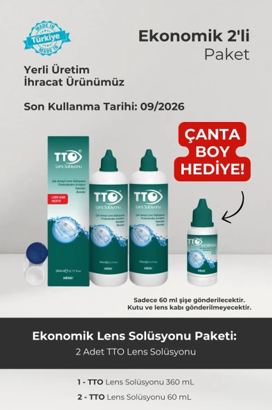 TTO 360 ml 2 Adet Lens Solüsyonu Çanta Boy 60 ml Çanta Boy Hediye Son Kullanım Tarihi: 09.2026