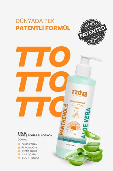 TTO X Aloe Vera Losyon Güneş Sonrası Bakım, Nemlendirici, Ferahlatıcı, Yatıştırıcı 200 ml - 2
