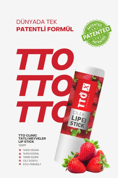 TTO X Çilek Aromalı Lipstick 20 SPF Korumalı - Resim 2