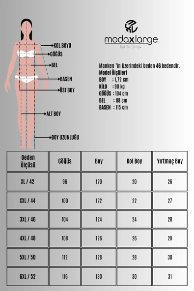 Kadın Büyük Beden Kısa Kollu Yırtmaç Detaylı Basic Elbise 5309-25 - 9