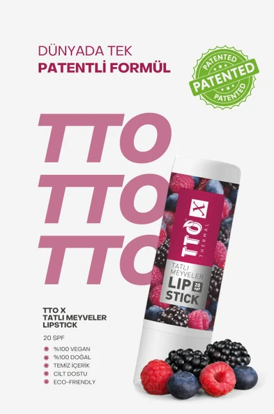 TTO X Tatlı Meyveler Lipstick 20 SPF Korumalı Özel Formül - Resim 2
