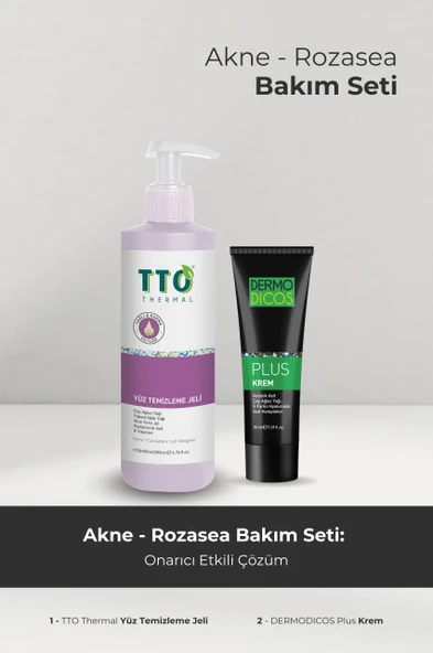 TTO Akne ve Rozasea Bakım Seti Temizleme Jeli Dermodicos Plus