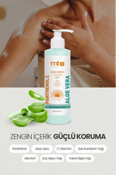 TTO X Aloe Vera Losyon Güneş Sonrası Bakım, Nemlendirici, Ferahlatıcı, Yatıştırıcı 200 ml - 4