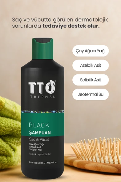 Tto Saç Ve Vücut Şampuanı 500 ml Black ( Çay Ağacı Yağı / Tea Tree Oıl) - 2