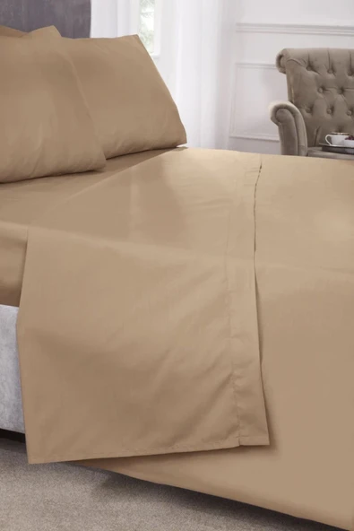Tek Kişilik Yorgan Kılıfı Pamuklu Nevresim 160x220 Düz Renk Kahve