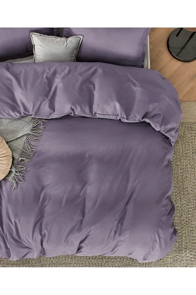 Tek Kişilik Yorgan Kılıfı Pamuklu Nevresim 160x220 Düz Renk Lila