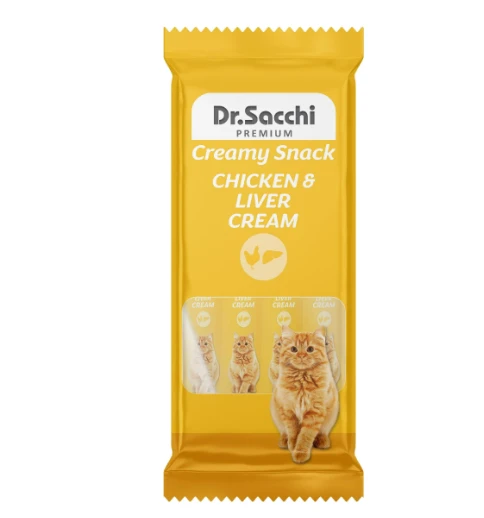Dr.Sacchi Creamy Snack Chicken&Liver Sıvı Kedi Ödülü 4'Lü Paket