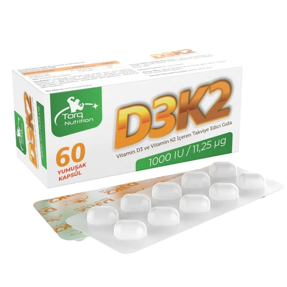 Torq Nutrition D3K2 (1000 IU / 11,25 mcg) - 60 Yumuşak Kapsül - Resim 2