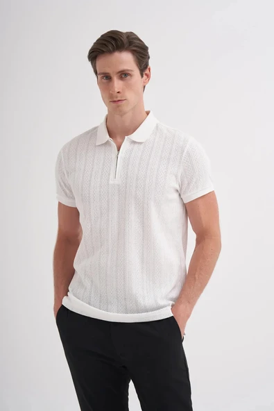 Cazador CAZ 4122  ERKEK POLO T-SHIRT  EKRU - Resim 3