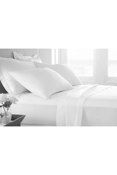Çift Kişilik Düz Lastiksiz Çarşaf 220x240 Cm Otel Çarşafı Beyaz