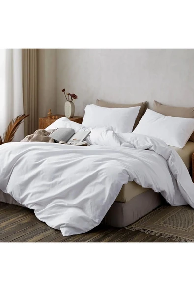 Çift Kişilik Yorgan Kılıfı Pamuklu Nevresim 200x220 Cm Düz Renk Mint