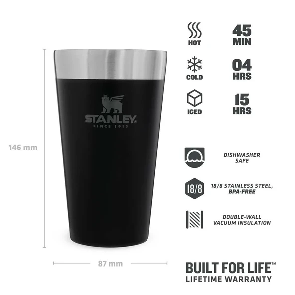 Stanley Adventure Vakumlu Soğuk İçecek Bardağı 0.47 Lt - Matte Black Pebble - 4