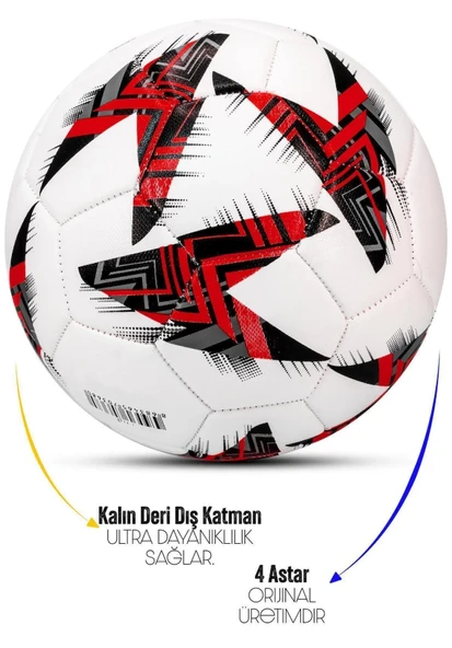Futbol Topu - Dayanıklı Sert Zemin ve Halı Saha İçin Mükemmel Performans ( Kırmızı - Pompalı Set ) - 3