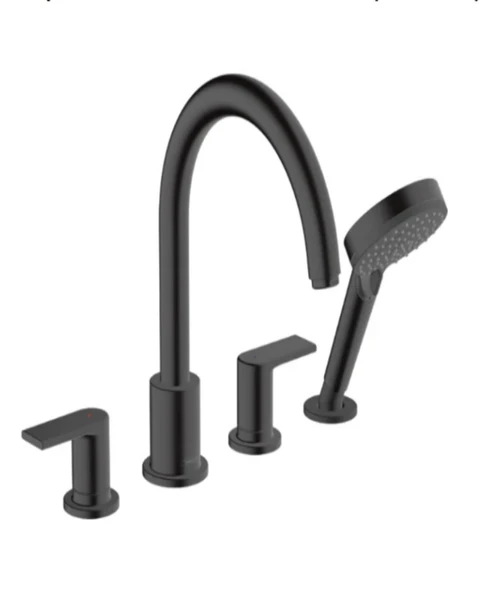Hansgrohe Vernis Shape 4 Delikli Küvet Bataryası Satin Siyah