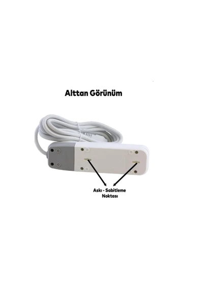 CVS DN9246 Lara 4'LÜ Anahtarlı Grup Priz 3 Metre Kablolu - 2