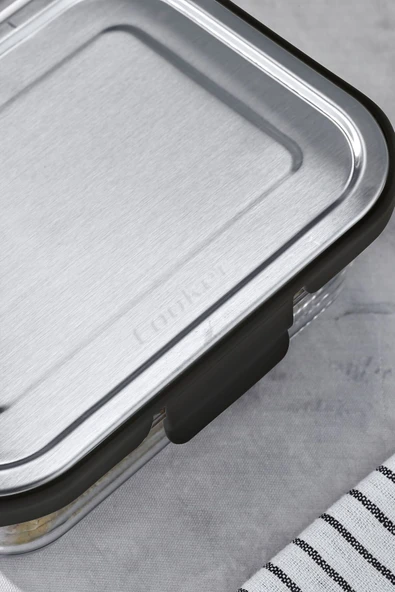 Cooker 4'lü Paslanmaz Çelik Kapaklı Cam Saklama Kabı Seti – Sızdırmaz, Hava Geçirmez - Resim 4