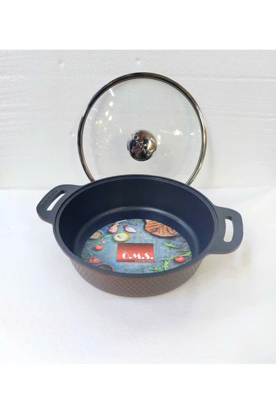 OMS Triana Döküm Cam Kapaklı 30cm Karnıyarık Tencere 3631-Bronze - 2