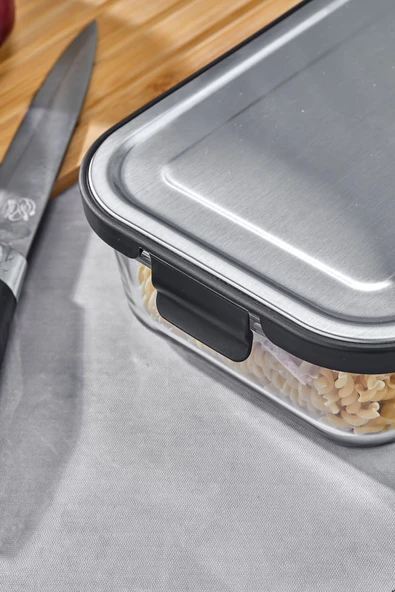 Cooker 4'lü Paslanmaz Çelik Kapaklı Cam Saklama Kabı Seti – Sızdırmaz, Hava Geçirmez - Resim 3