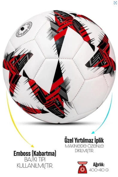 Futbol Topu - Dayanıklı Sert Zemin ve Halı Saha İçin Mükemmel Performans ( Kırmızı - Pompalı Set ) - 2