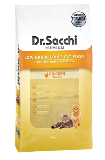 Dr.sacchi Premium Tavuklu Düşük Tahıllı Yetişkin Kedi Maması 10 Kg