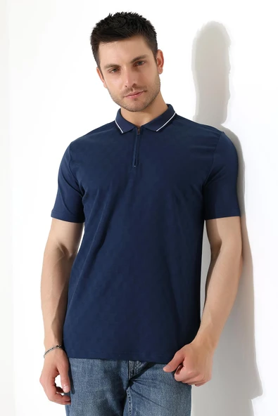 Erkek Polo Yaka Düz Renk Pamuklu Triko kısa kol T-shirt - 6