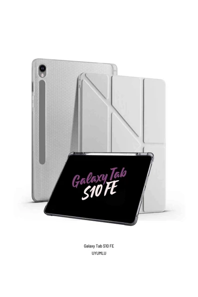 Galaxy Tab S10 FE 10.9 inç Uyumlu Kalem Bölmeli Katlanabilir Standlı Tri Folding Tablet Kılıfı - Resim 6