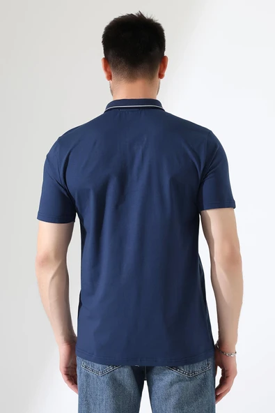 Erkek Polo Yaka Düz Renk Pamuklu Triko kısa kol T-shirt - 2