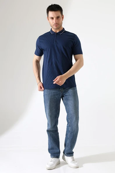Erkek Polo Yaka Düz Renk Pamuklu Triko kısa kol T-shirt - 4