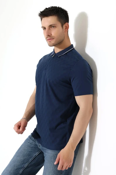 Erkek Polo Yaka Düz Renk Pamuklu Triko kısa kol T-shirt