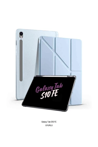Galaxy Tab S10 FE 10.9 inç Uyumlu Kalem Bölmeli Katlanabilir Standlı Tri Folding Tablet Kılıfı ürün görseli 1