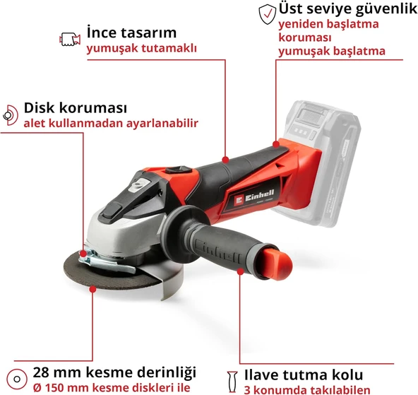 Einhell TE-AG 18/115 Li - Solo Akülü Avuç Taşlama - 4431110 - 5