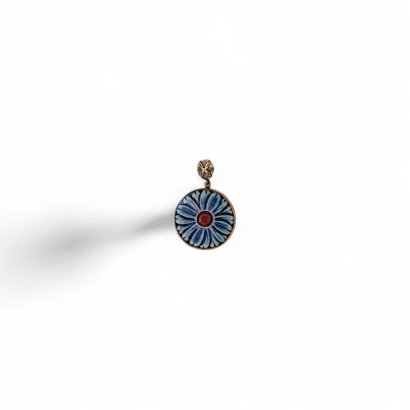 Gökyüzü Melodisi Bronz Çini Taşlı Çelik Zincir Kolye ürün görseli