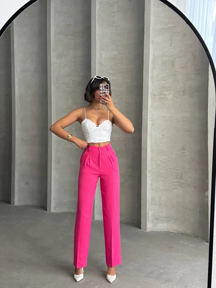 Palazzo fuşya pantolon - 5