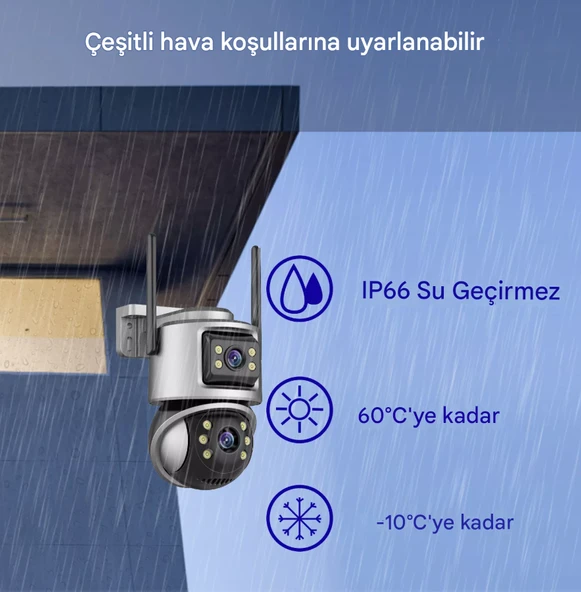 IP WIFI Kablosuz Kamera Dış Mekan CCTV PTZ Akıllı Ev Güvenlik IR Kamera Çift Lens HD - 8