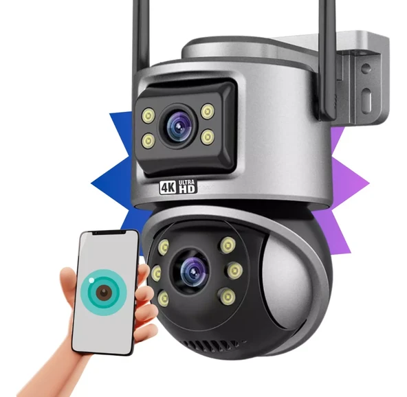 IP WIFI Kablosuz Kamera Dış Mekan CCTV PTZ Akıllı Ev Güvenlik IR Kamera Çift Lens HD