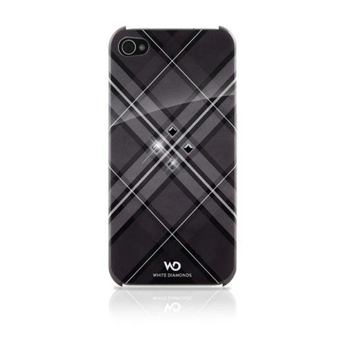White Diamonds iPhone 4/4S Swarovski Grid Desenli Kılıf - Siyah (Outlet)