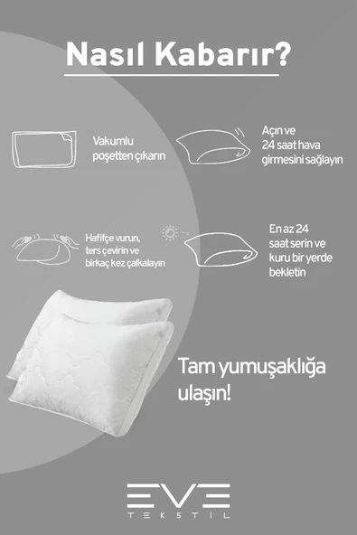 2 Adet Klimax Beyaz Serisi Kılıflı Fermuarlı Klimali Antialerjik Silikon Nano Elyaf Yastık 50x70cm 900 gr - 5