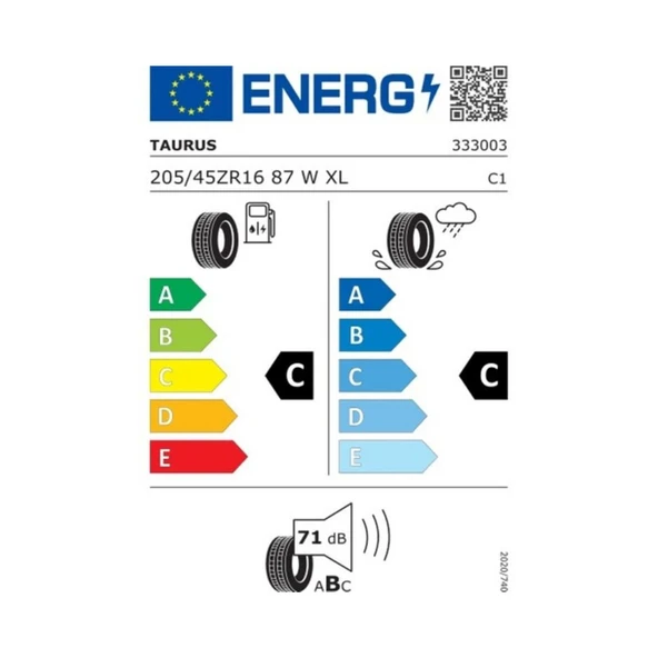 205/45 R 16 Taurus Hıgh Performance 87W XL-2024 Yaz Lastiği - 2