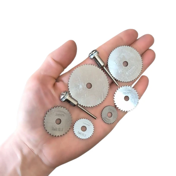 Matkap Ucu Mini Ahşap Plastik Kesme Testere Takımı Daire Yuvarlak Disk Dremel Seti -8 Parça - 3