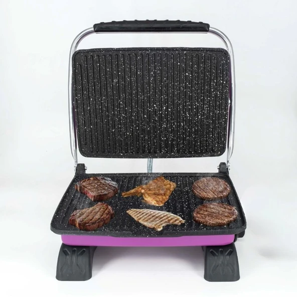Elis Concept & Dökümix Demir Döküm Granit Lila 1800 W 4-6 Dilim Ev-Sanayi-Büfe Tipi Tost Makinası - 4