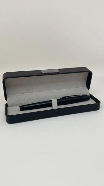 Elegance Series Corvus Deri Kutulu Siyah Roller İmza Kalemi - 1