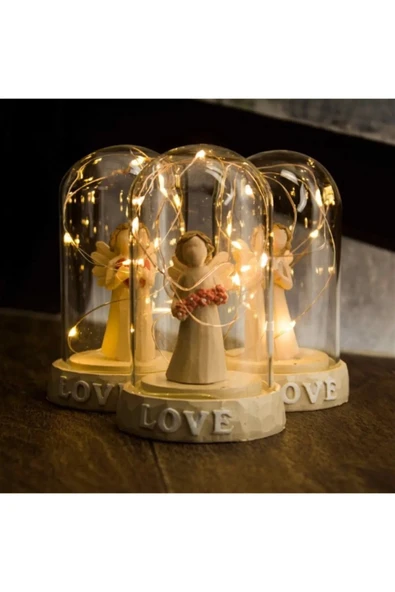 3 Boyutlu Figürlü Melek Temalı Işıklı Fanus Ve Biblo Küçük Boy - 2