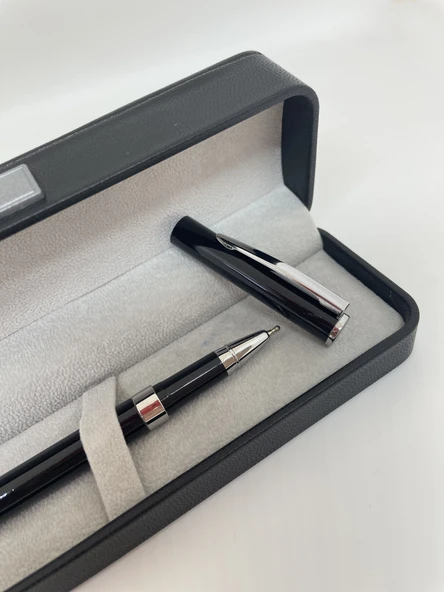 Elegance Series  Deri Kutulu Siyah Roller İmza Kalemi - 4