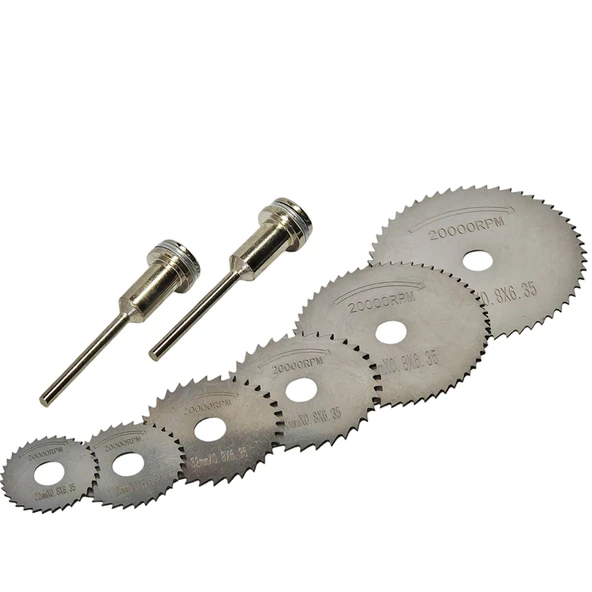 Matkap Ucu Mini Ahşap Plastik Kesme Testere Takımı Daire Yuvarlak Disk Dremel Seti -8 Parça - 2